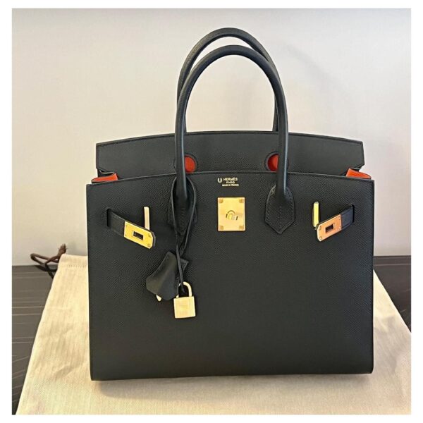 HERMES- Birkin 30 sellier Black Orange