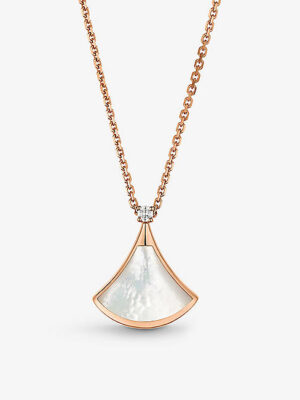 BVLGARI- Divas’ Dream 18ct rose-gold, 0.03ct brilliant-cut diamond and mother-of-pearl pendant necklace